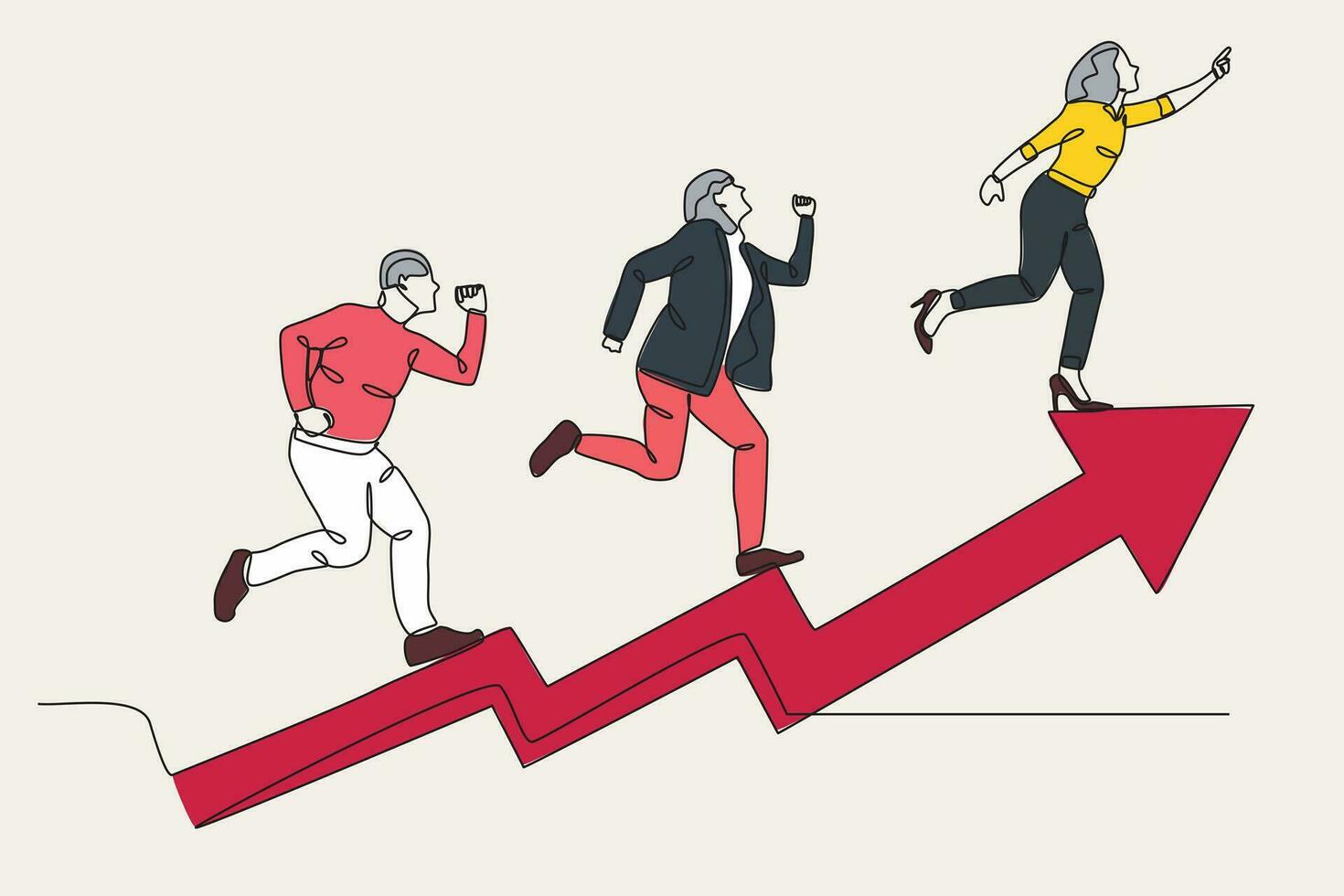 cor ilustração do uma homem de negocios escalada a escada do sucesso vetor