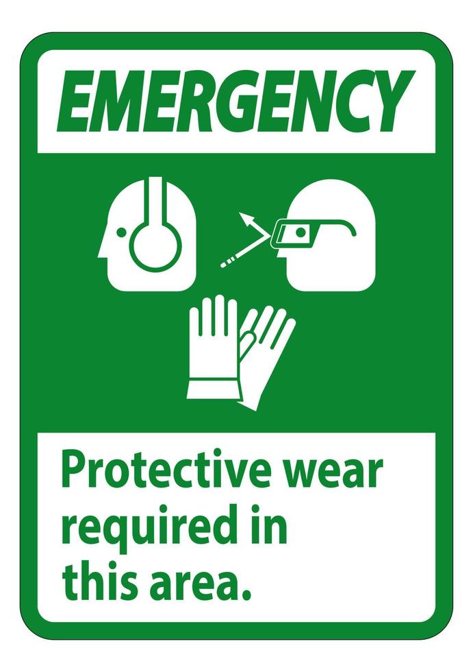 sinal de emergência, use equipamento de proteção nesta área com símbolos ppe vetor