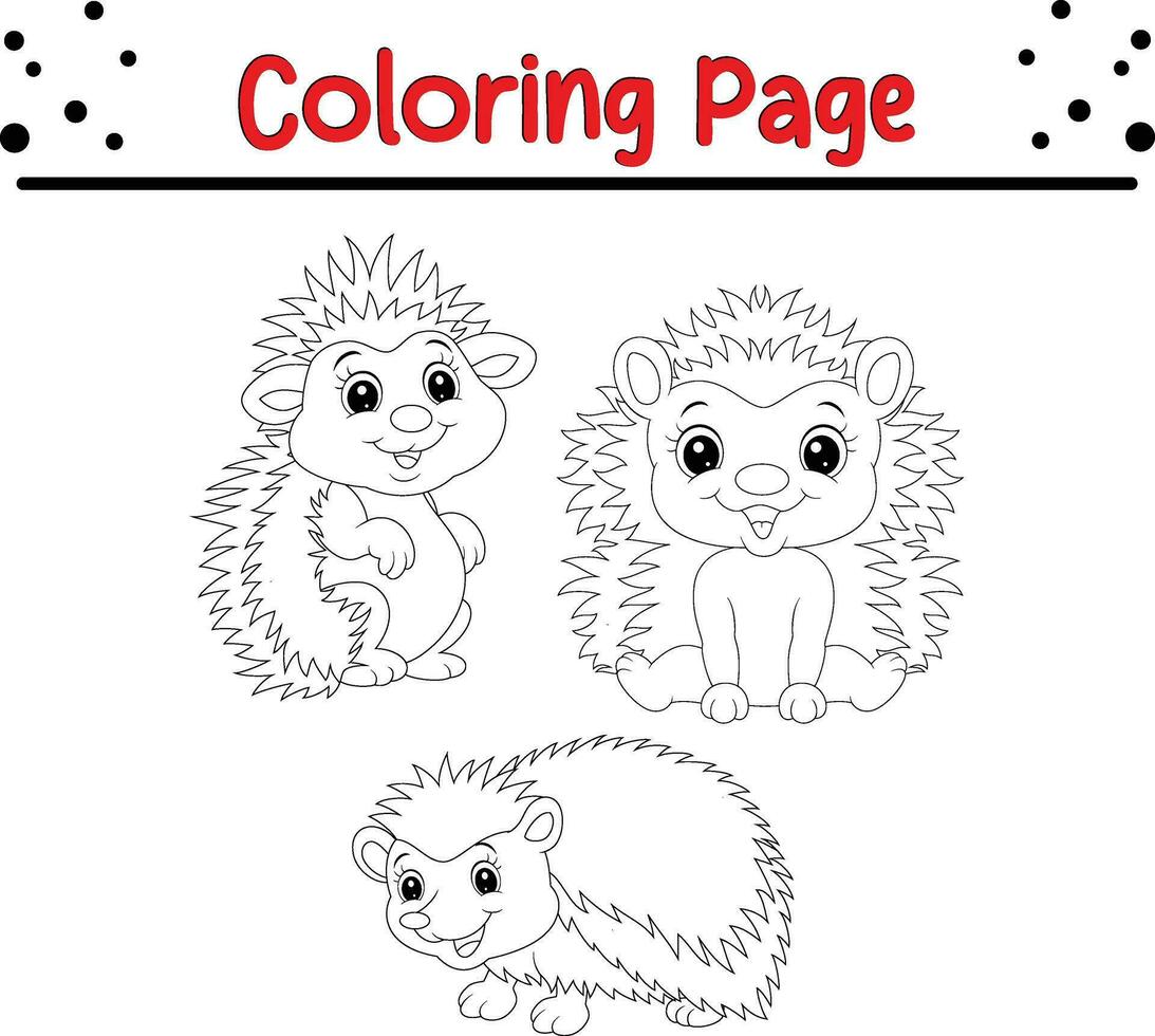 pequeno ouriço coloração página para crianças vetor