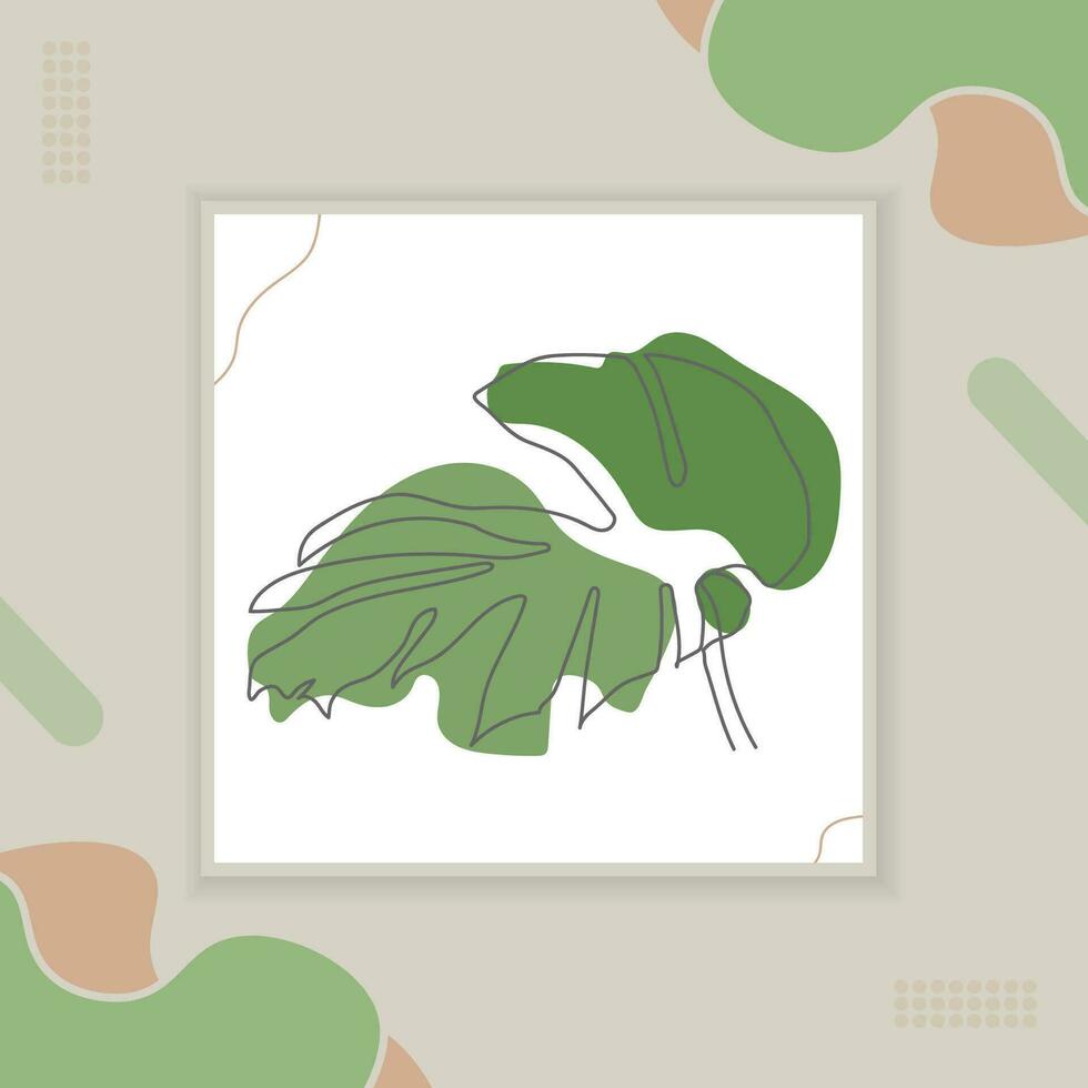 monstera folha linha arte contorno desenhando minimalismo arte, verde tropical folhas desenhando contorno, botânico parede arte. abstrato linha do monstera folha, botânico parede arte. abstrato linha do monstera folha vetor