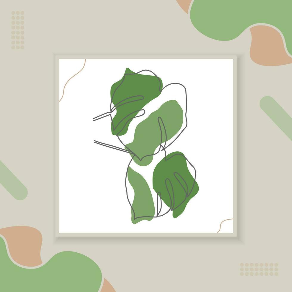 monstera folha linha arte contorno desenhando minimalismo arte, verde tropical folhas desenhando contorno, botânico parede arte. abstrato linha do monstera folha, botânico parede arte. abstrato linha do monstera folha vetor