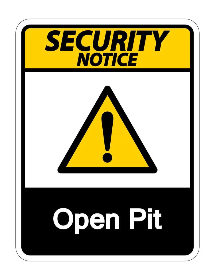 aviso de segurança sinal de símbolo de poço aberto em fundo branco vetor