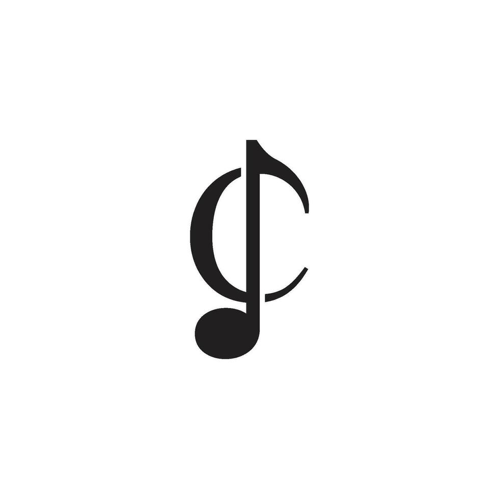 inicial c carta com música vetor logotipo