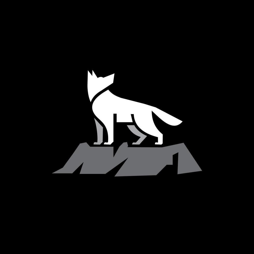 Lobo logotipo Projeto em pedra, cinzento cor vetor