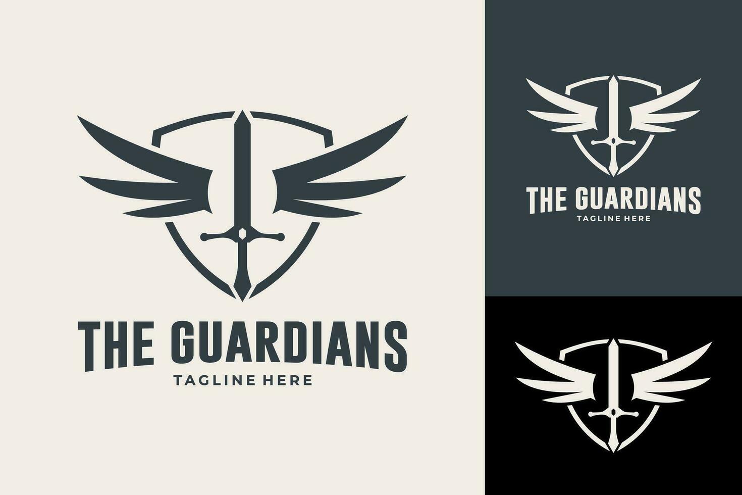 espada escudo guardião anjo guerra logotipo Projeto vetor