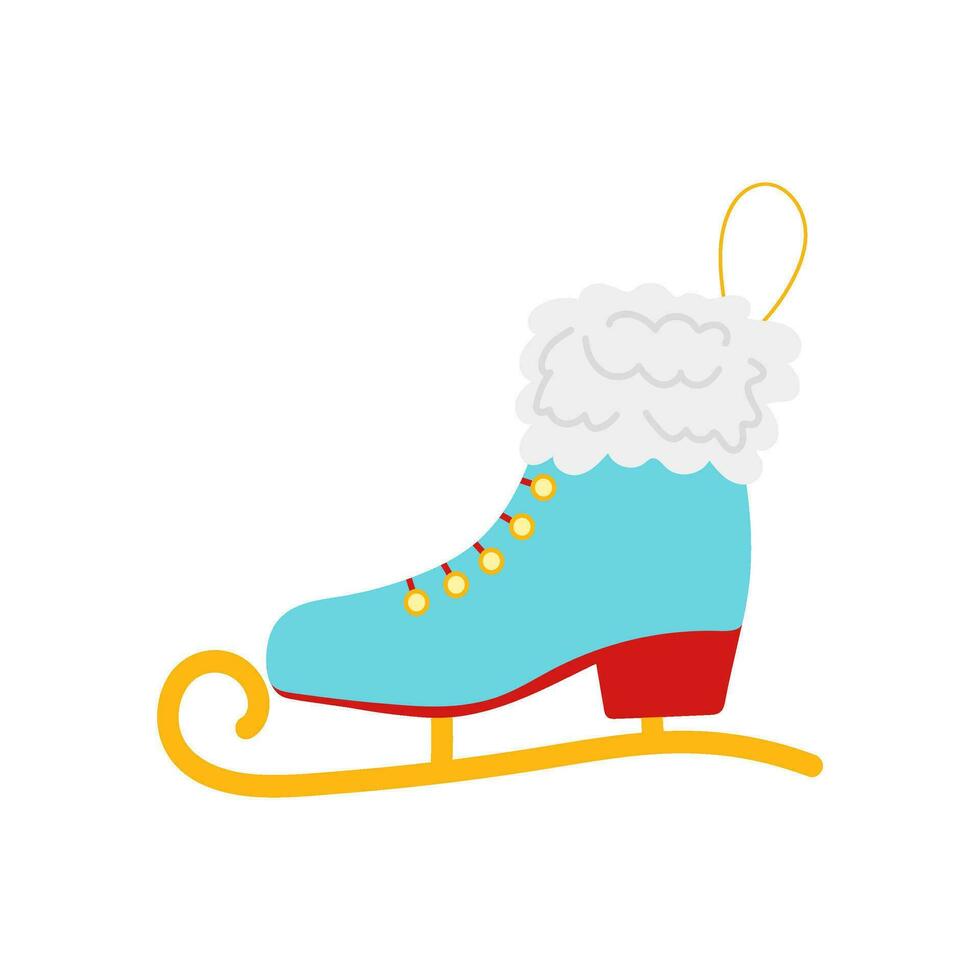 patins para figura patinação em gelo. Natal árvore decoração dentro a Formato do patins dentro uma plano estilo. inverno Diversão. Natal árvore decoração. vetor