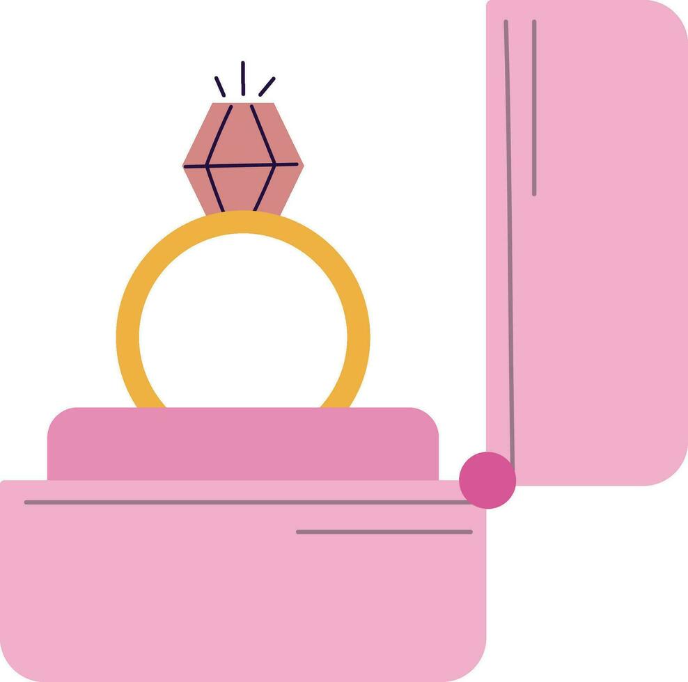 vetor Casamento anel dentro uma Rosa caixa, Casamento anel clipart