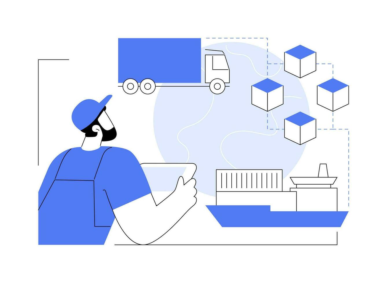 apoiado por blockchain logística isolado desenho animado vetor ilustrações.