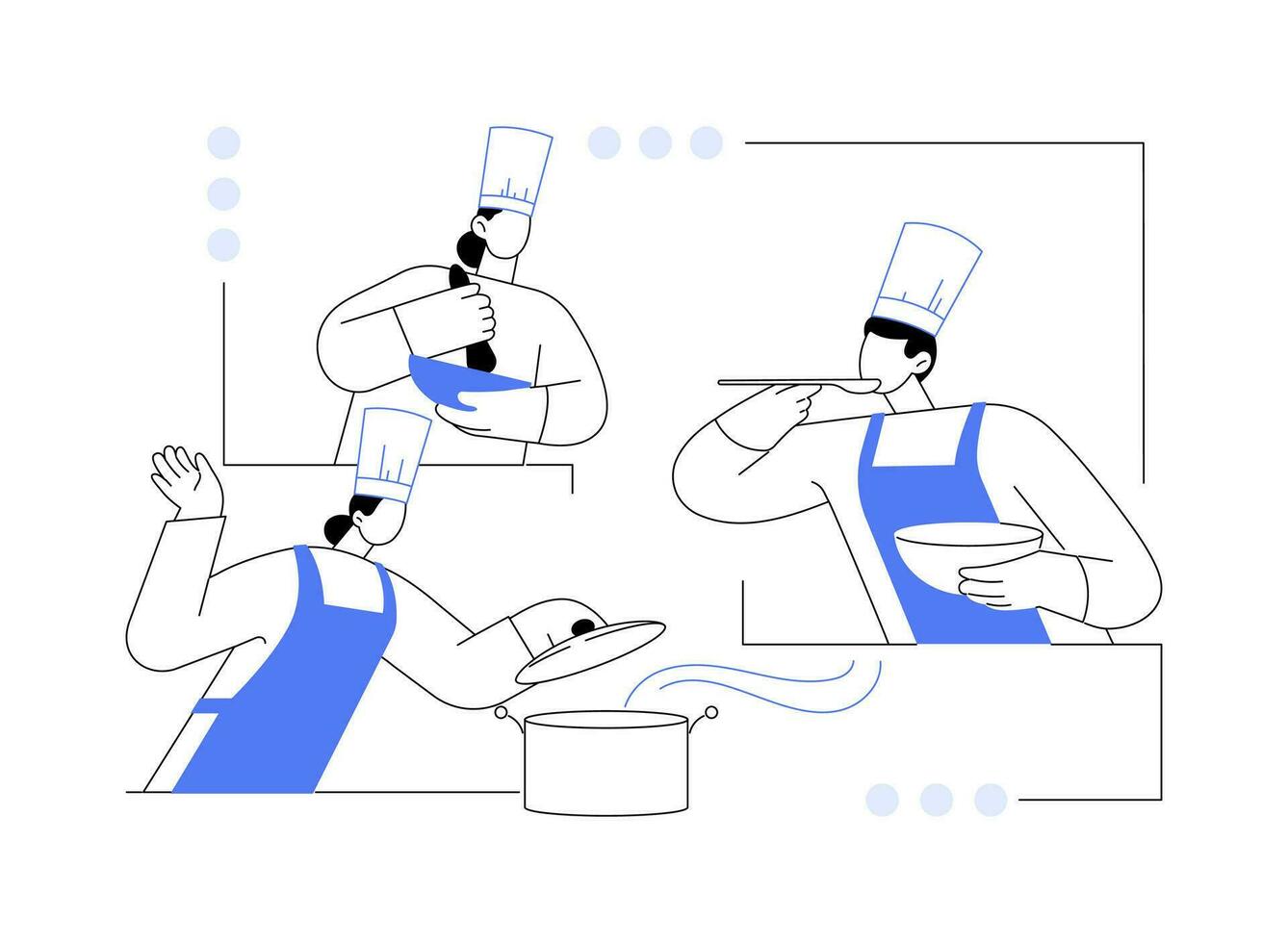 trabalho em equipe dentro a cozinha abstrato conceito vetor ilustração.