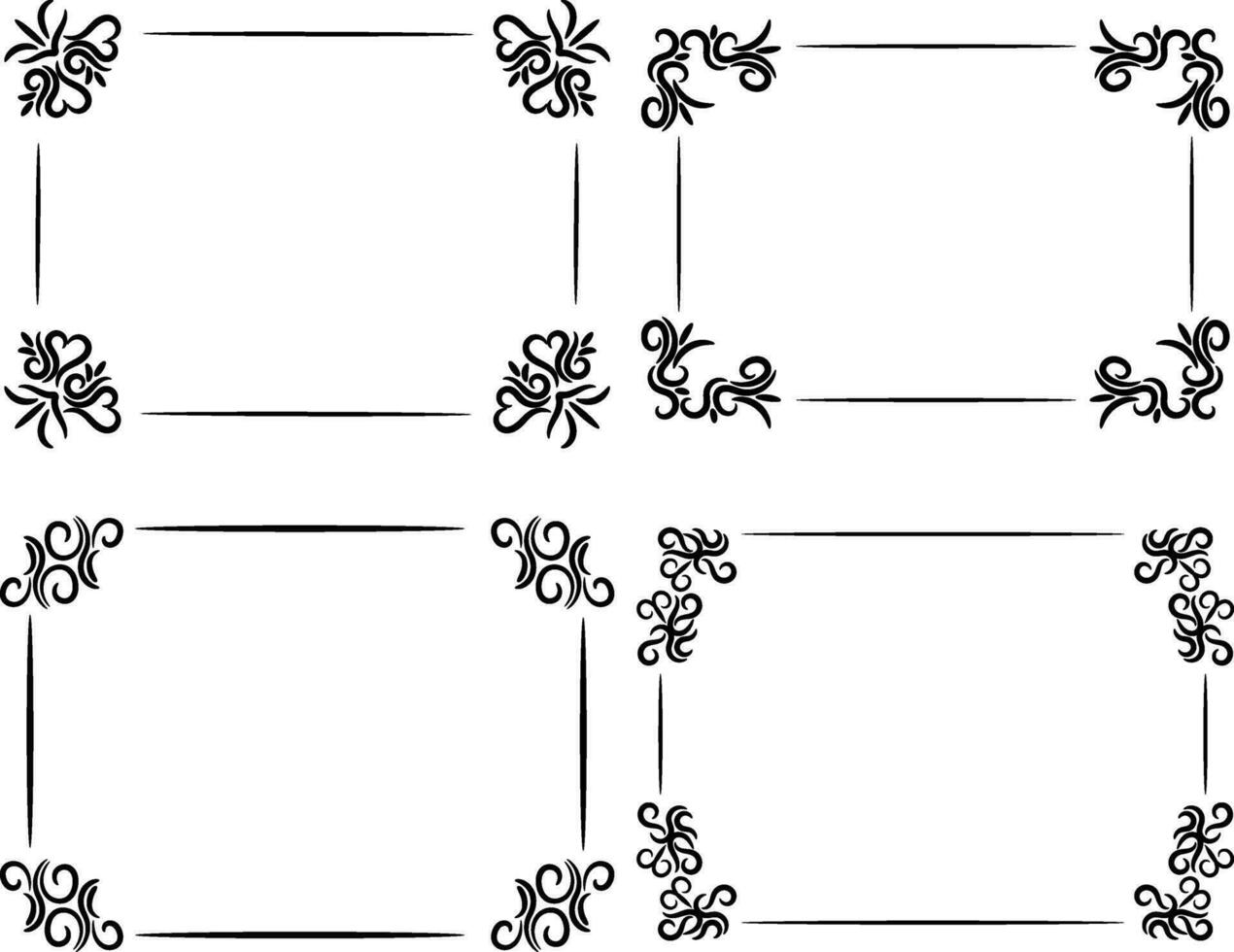 decorativo floral mão desenhado quadros e fronteiras vetor