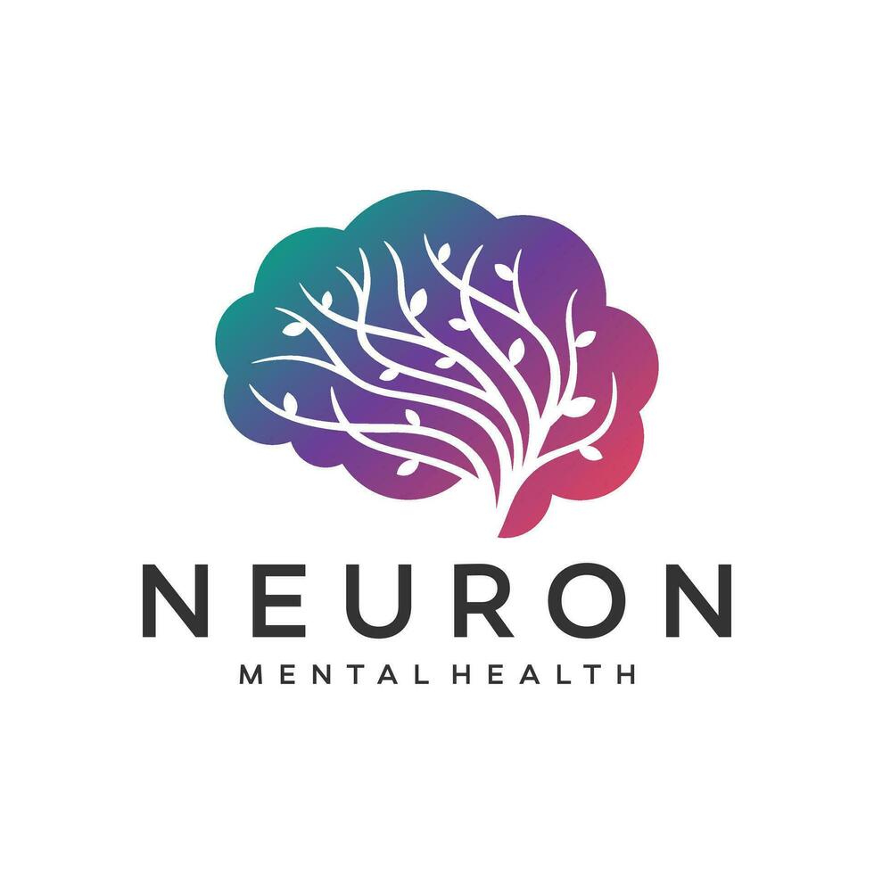 neurônio conexão logotipo projeto, humano cérebro ícone inovação inteligência vetor ilustração.