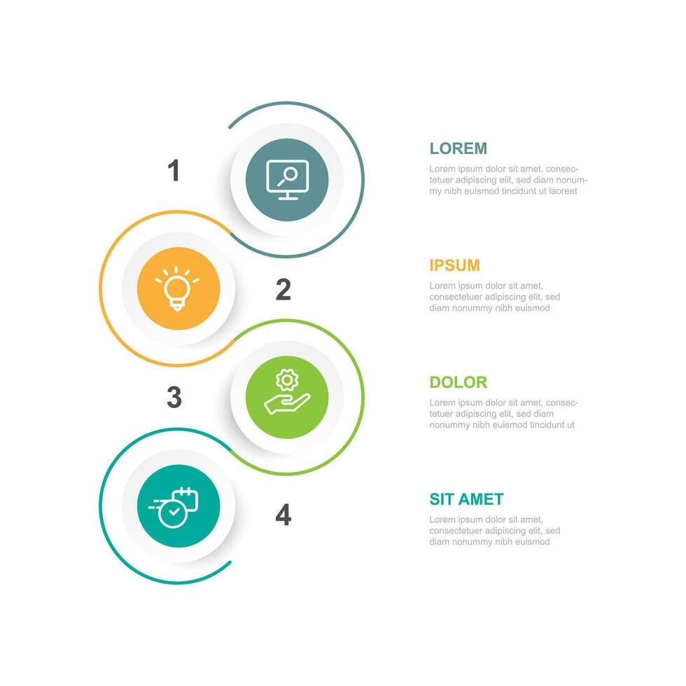 infográfico vetor elemento com ícones e 4 degrau processo adequado para em formação gráfico e o negócio apresentação