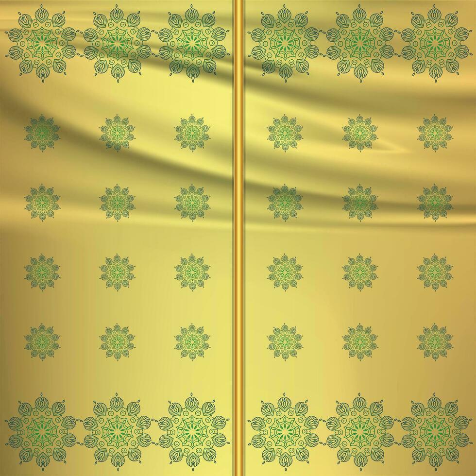 dourado fundo com linha arte circular abstrato, guirlanda, ideal para impressão em tecido ou papel para papeis de parede, têxteis, quadros, redemoinhos divisores, caligráfico, vetor arte,