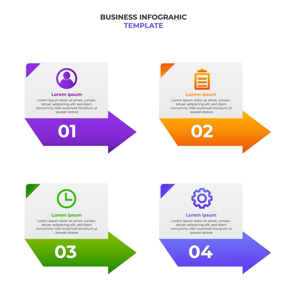 retângulo com modelo de elemento de infográfico de negócios gradiente de seta. vetor