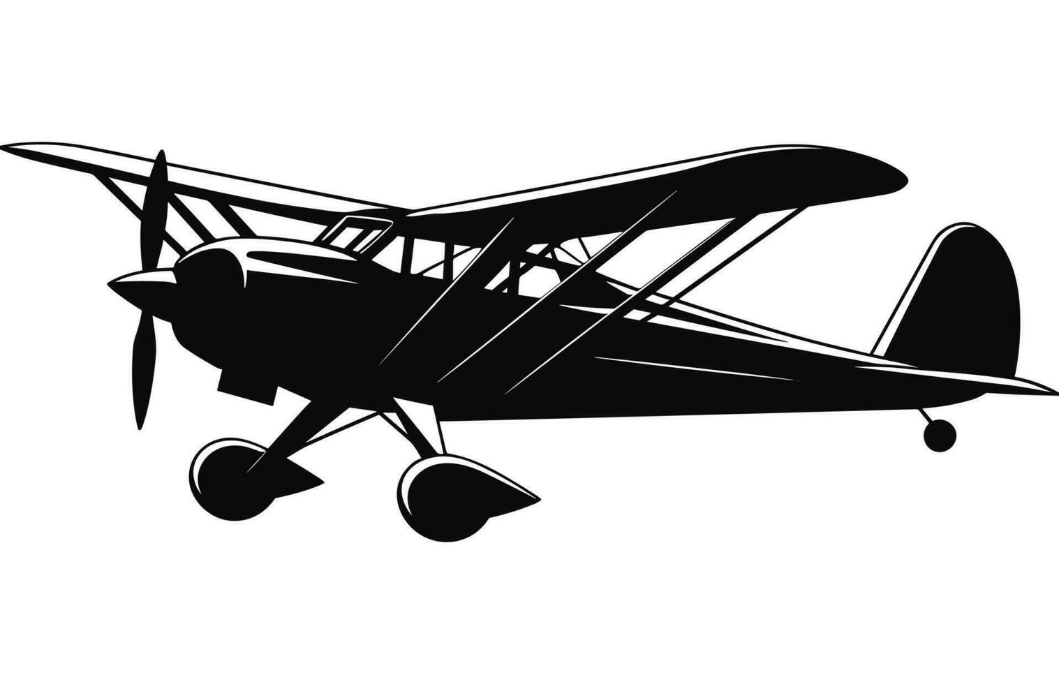 uma biplano silhueta clipart isolado em uma branco fundo, avião Preto vetor Projeto