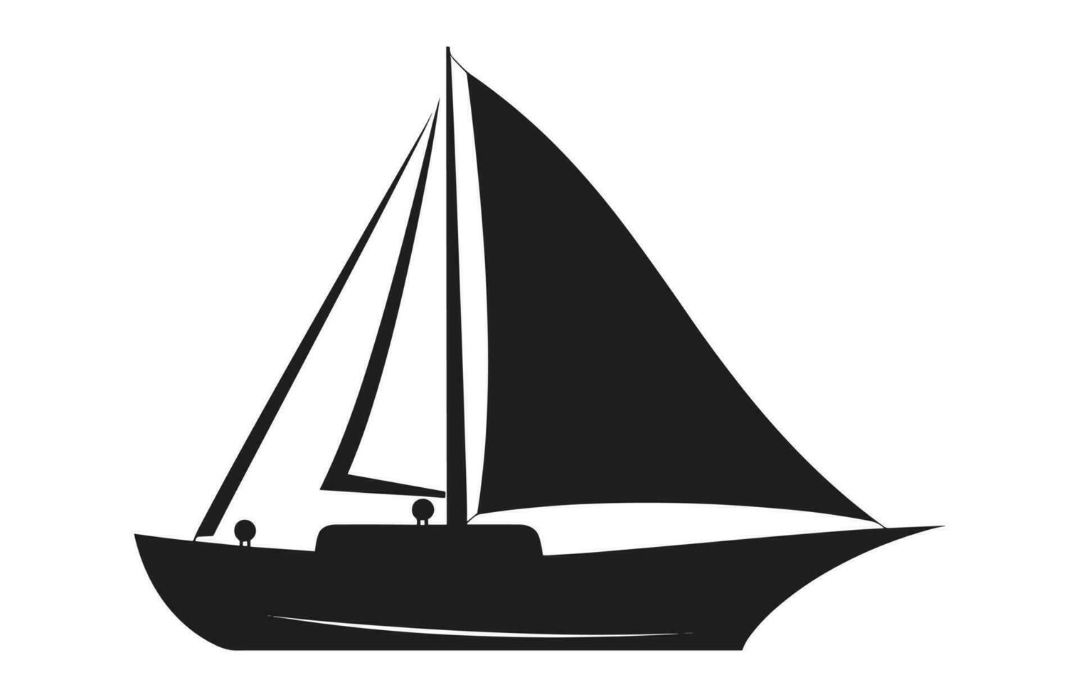 uma barco a vela silhueta vetor livre, Navegando barco Preto forma clipart