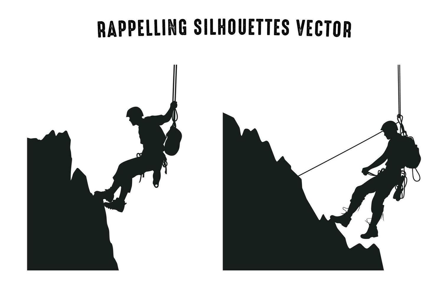 rapel silhuetas vetor definir, rapel escalada silhueta clipart dentro diferente poses