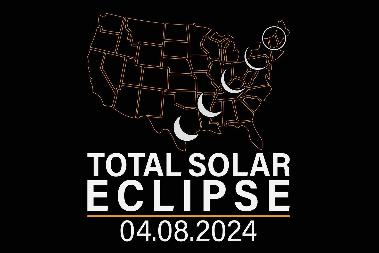 total solar eclipse 8 abril 2024 camiseta vetor