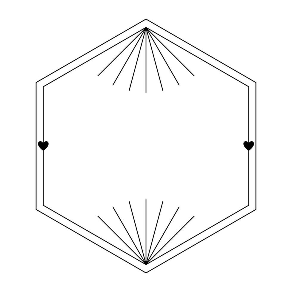 namorados dia amor estético quadro, Armação com corações e raios. na moda monoline geométrico minimalista linear forma para social meios de comunicação ou poster Projeto vetor