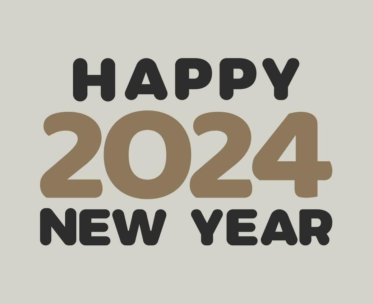 feliz Novo ano 2024 abstrato Preto e Castanho gráfico Projeto vetor logotipo símbolo ilustração com cinzento fundo