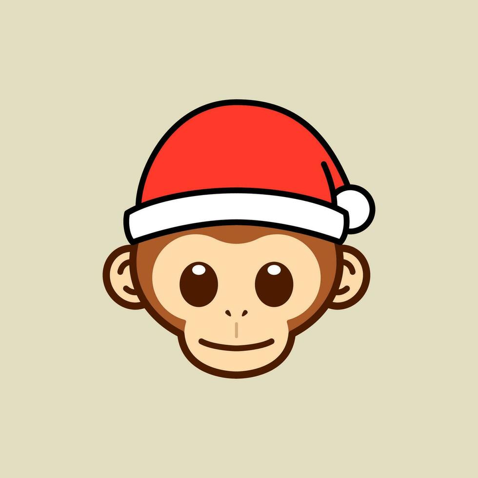 macaco vestindo santa chapéu ilustração vetor