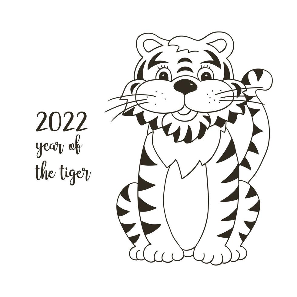 tigre na mão desenhar estilo. símbolo de 2022. ano novo 2022 vetor