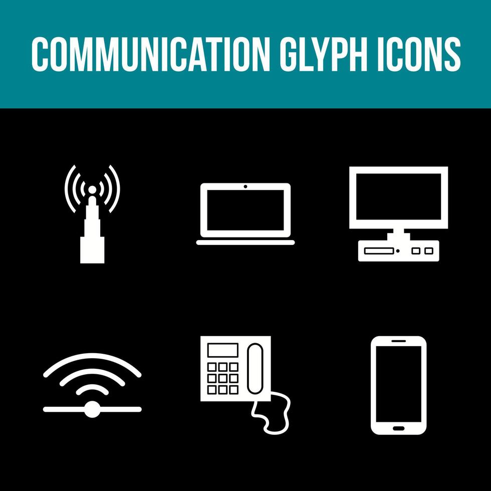 conjunto de ícones de vetor de glifo de comunicação exclusivo