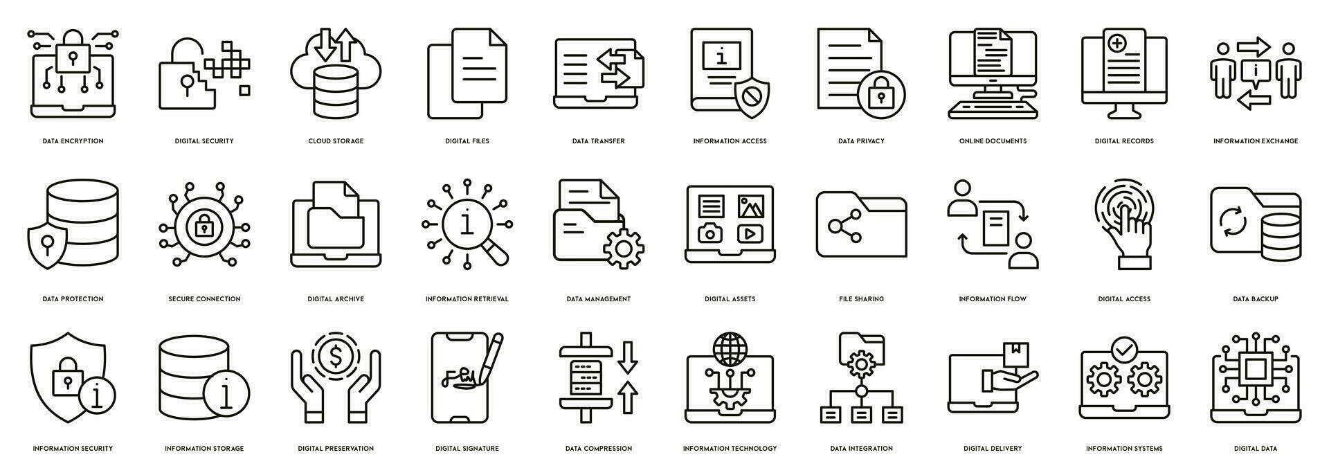 digital em formação vetores ícone ilustração para dados criptografia, digital segurança, nuvem armazenar, digital arquivos, dados transferir, em formação acesso, dados privacidade, conectados documentos, digital registros