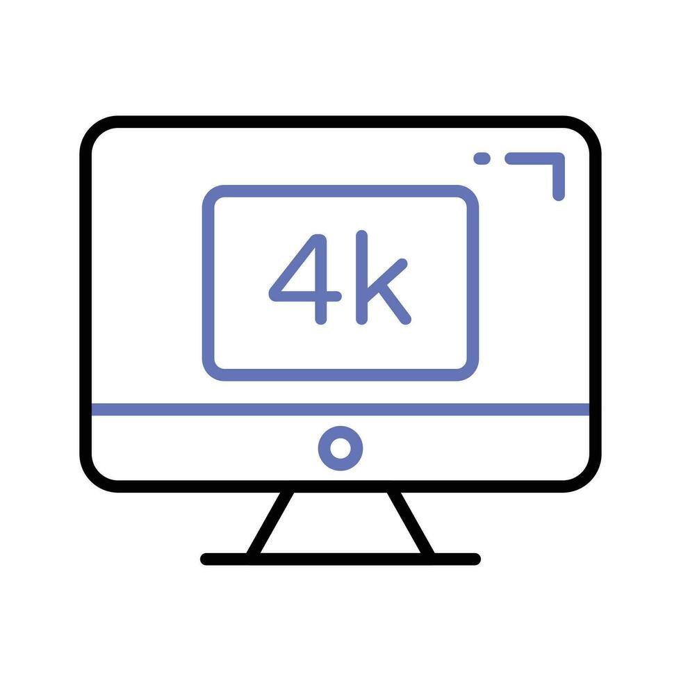 conduziu televisão tela, ícone do 4k tecnologia dentro na moda estilo vetor