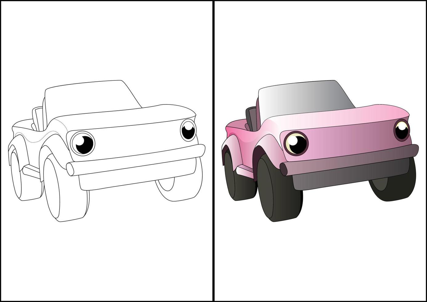 páginas para colorir de veículos simples para crianças, páginas para colorir para crianças. vetor