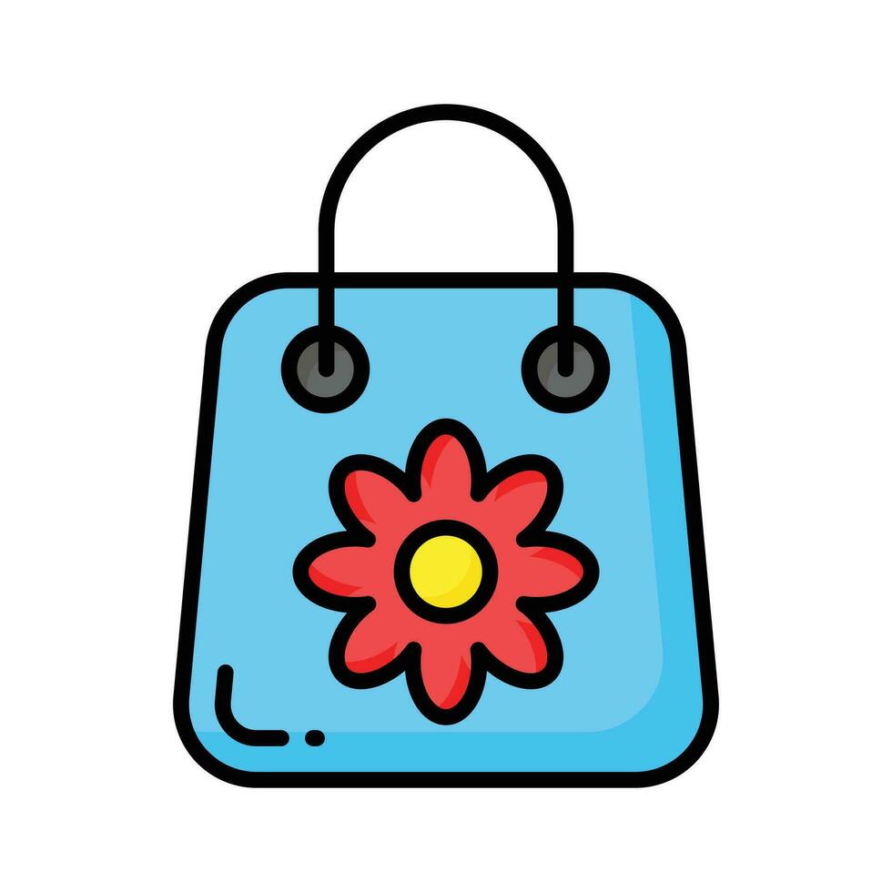 compras saco tendo flor conceito ícone do presente bolsa, pronto para usar ícone vetor