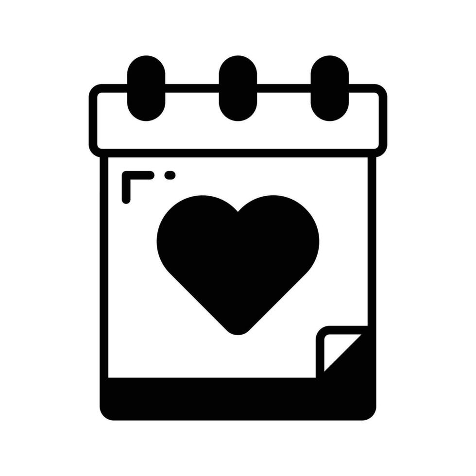 calendário com coração mostrando conceito ícone do anual evento vetor Projeto