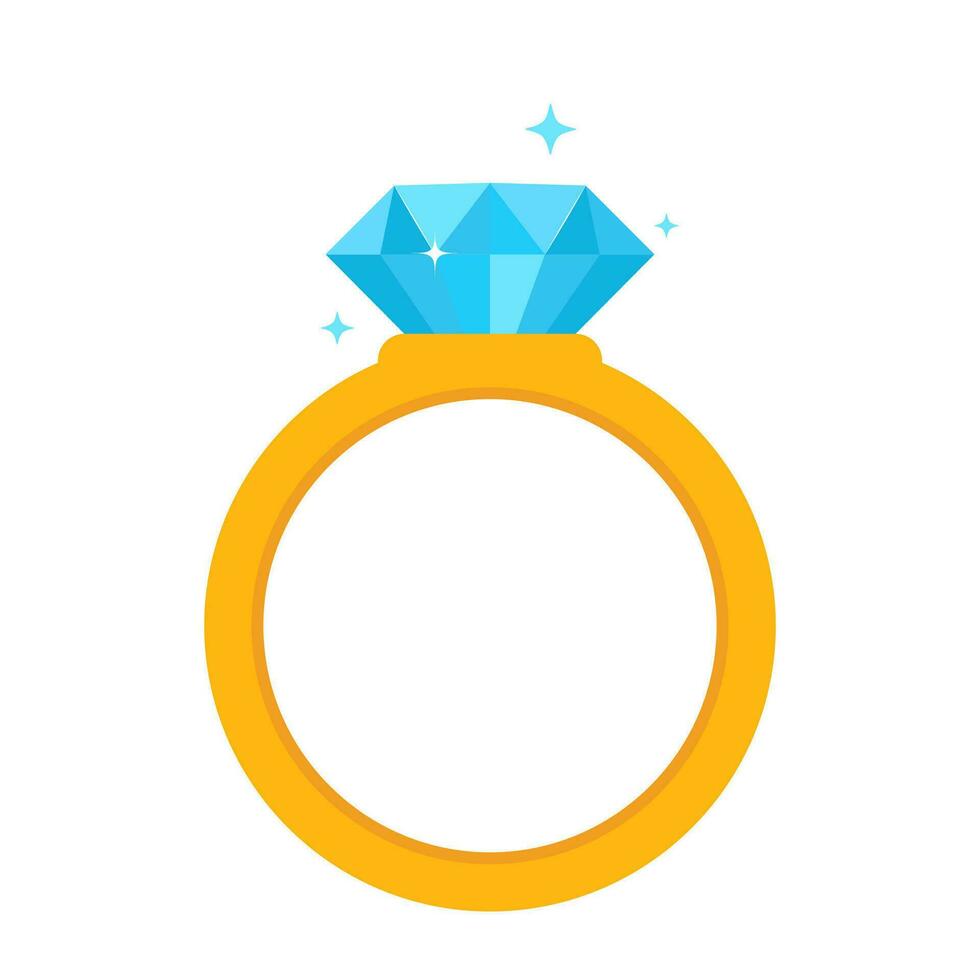 ouro anel com azul pedra preciosa. noivado, casamento proposta, casamento, dia dos namorados dia símbolo, romântico amor atributo. vetor ilustração.