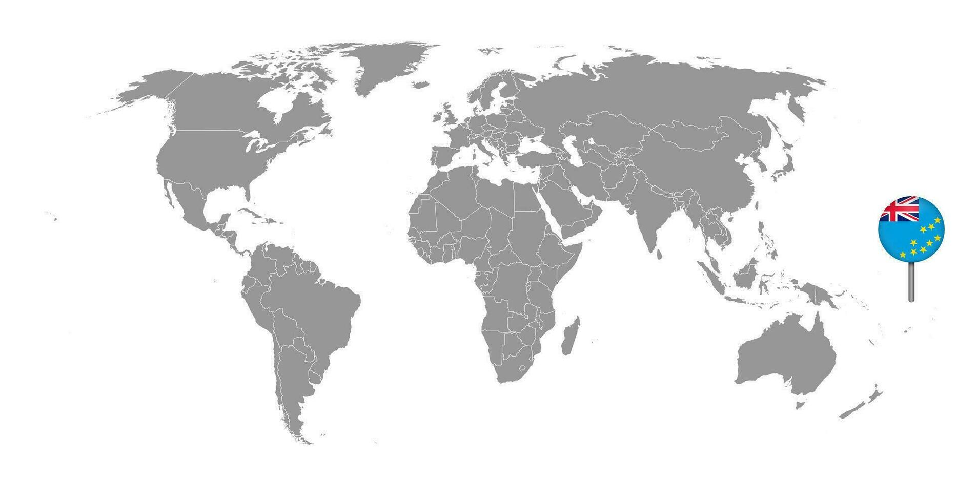 pin mapa com bandeira de tuvalu no mapa do mundo. ilustração vetorial. vetor