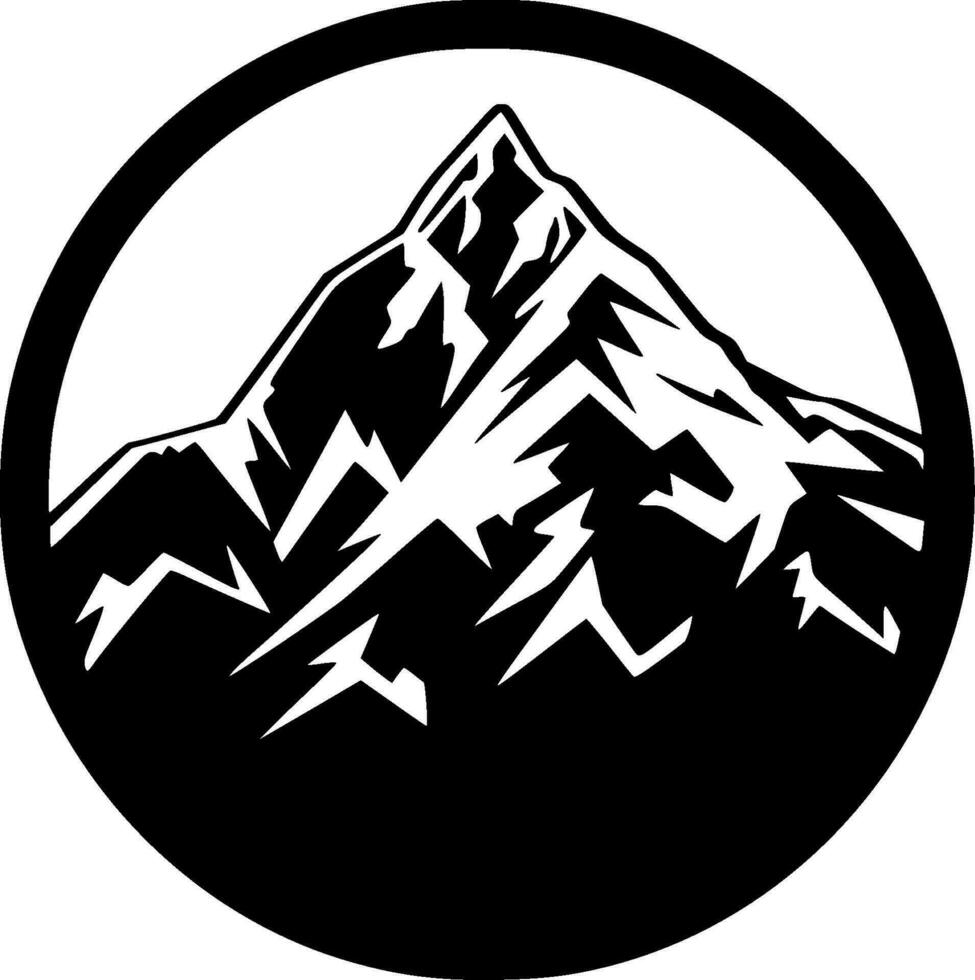 montanha - Preto e branco isolado ícone - vetor ilustração