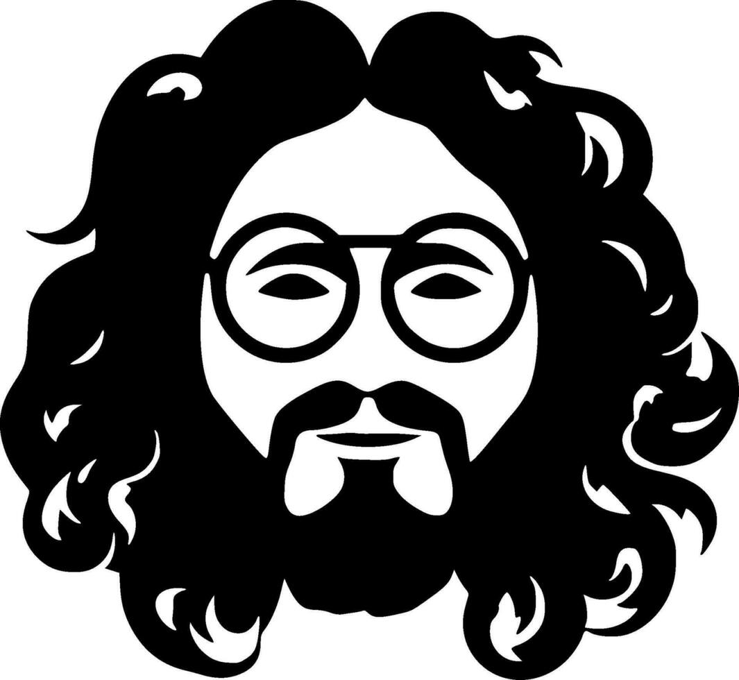 hippie, Preto e branco vetor ilustração