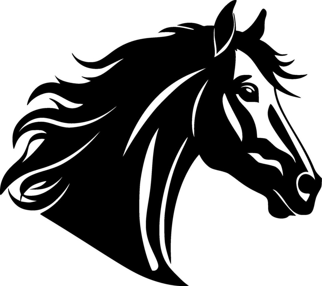 cavalo, Preto e branco vetor ilustração