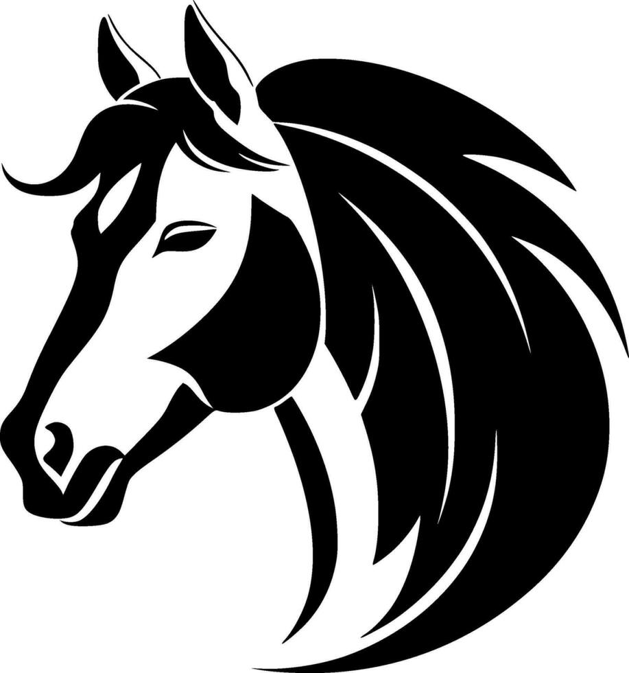 cavalo - Preto e branco isolado ícone - vetor ilustração