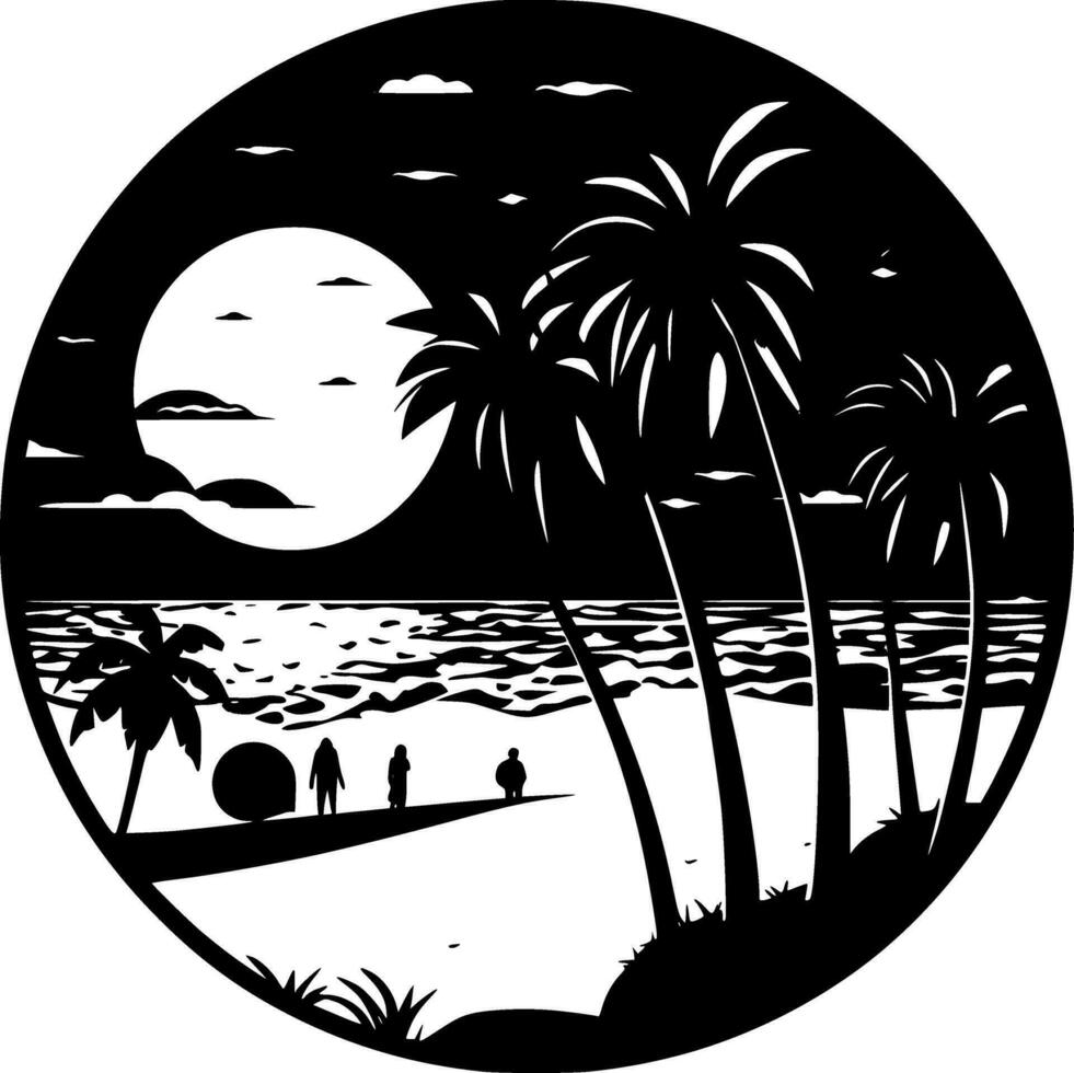 praia, minimalista e simples silhueta - vetor ilustração