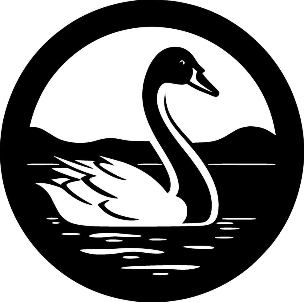 cisne - Preto e branco isolado ícone - vetor ilustração