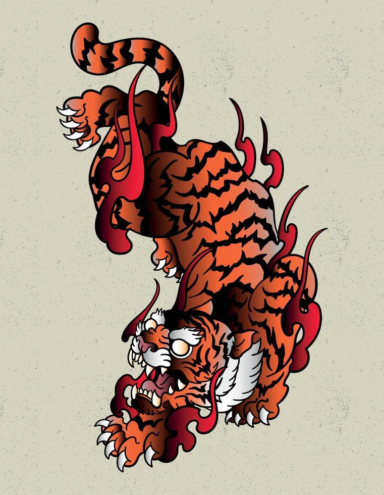 tigre fogo japão vetor