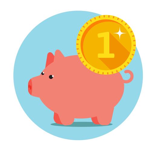 Infografia de porco três porquinho com moedas vetor