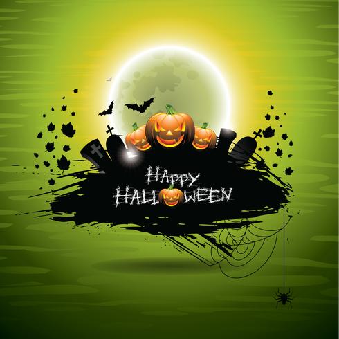 Ilustração vetorial em um tema de Halloween em fundo verde vetor