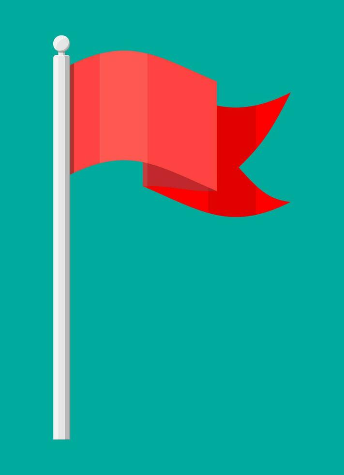 vermelho bandeira em metal mastro de bandeira modelo. limpar \ limpo horizontal acenando bandeira. vetor ilustração dentro plano estilo