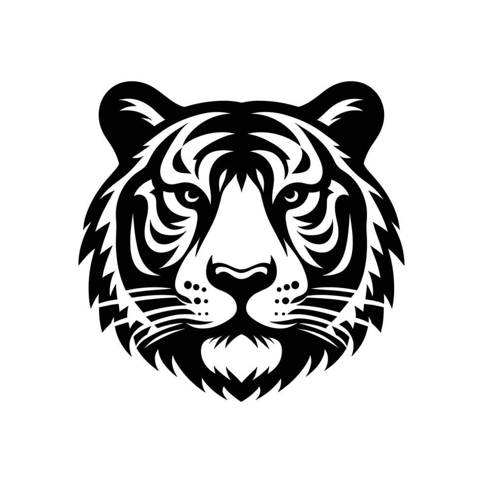 rugindo tigre emblema vetor ilustração do cabeça dentro impressionante silhueta Projeto