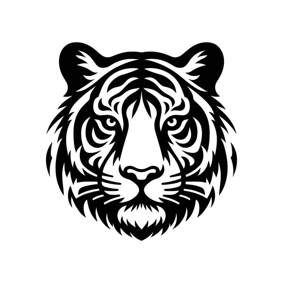 rugindo tigre emblema vetor ilustração do cabeça dentro impressionante silhueta Projeto