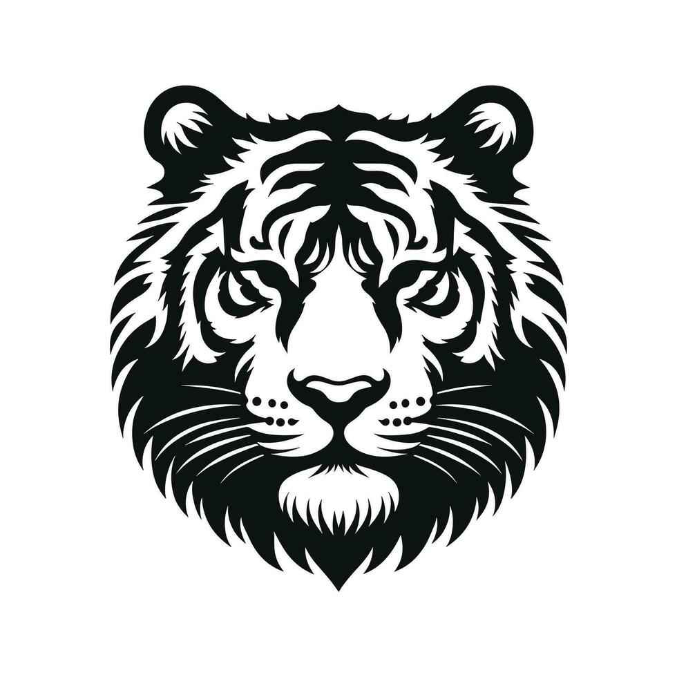 vetor ilustração rugindo tigre cabeça silhueta logotipo Projeto