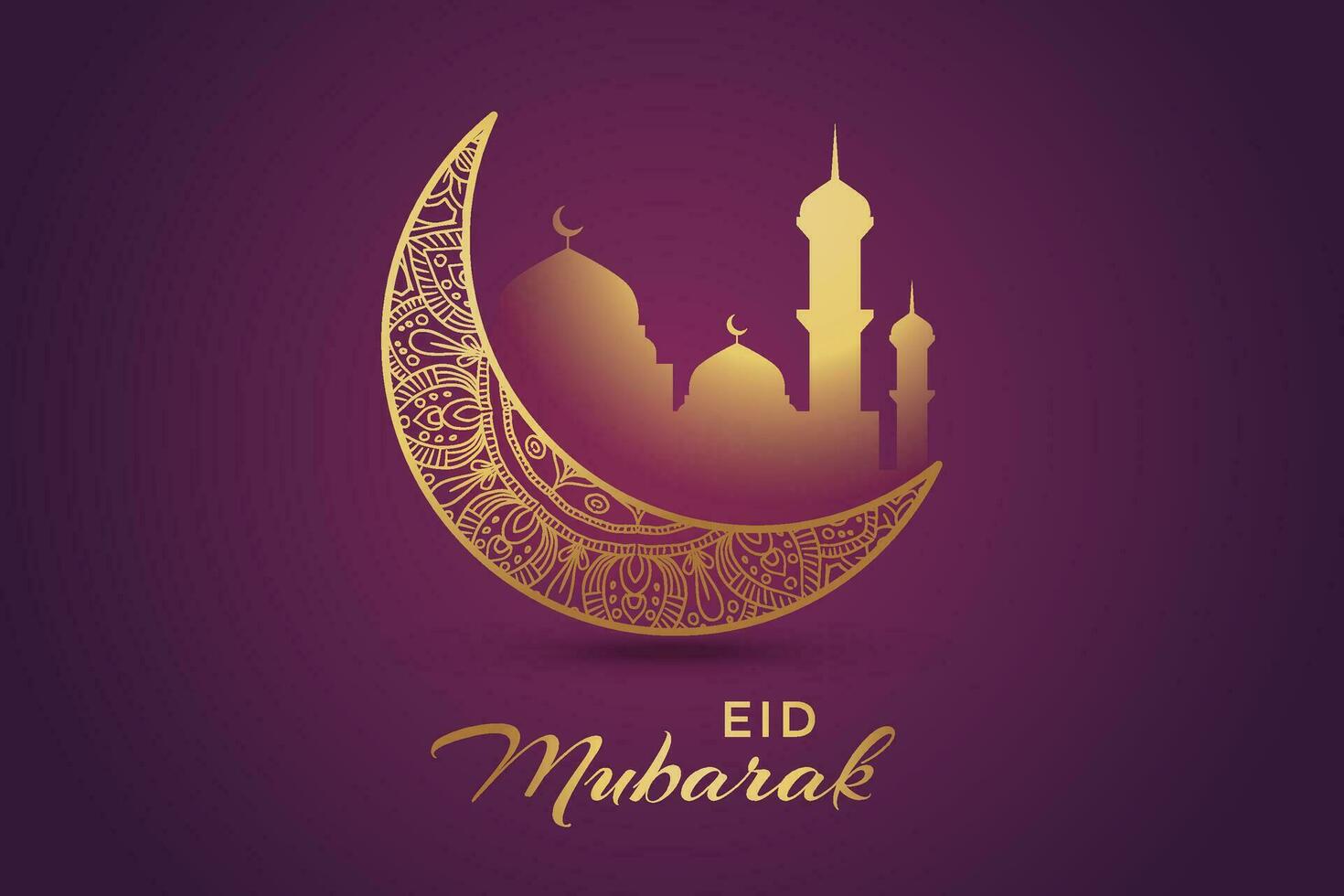 eid al-fitr Mubarak cumprimento cartão com mesquita e árabe texto vetor