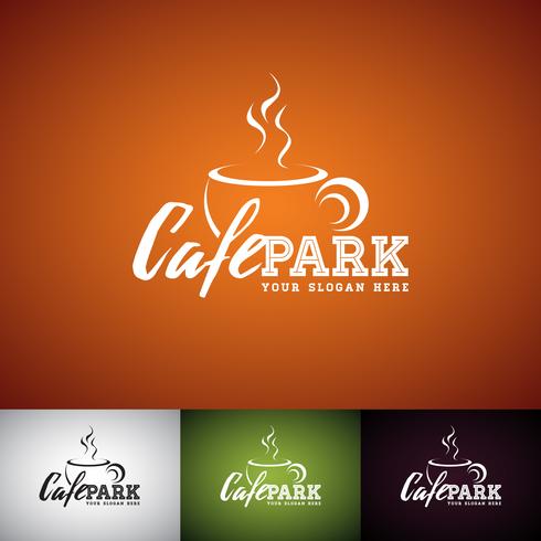 Molde Do Projeto Do Logotipo Do Vetor Do Copo De Coffe. Grupo de ilustração da etiqueta de Cofe Shop com vária cor.