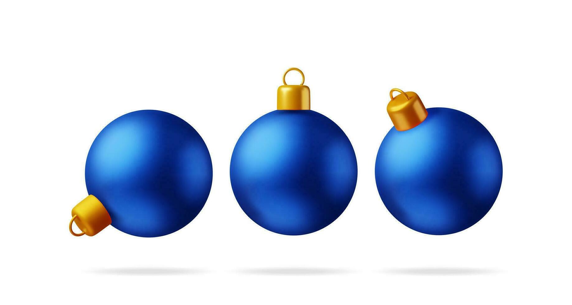 3d azul Natal bola com dourado braçadeira isolado. render vidro Natal árvore brinquedo. feliz Novo ano decoração. alegre Natal feriado. Novo ano e natal celebração. realista vetor ilustração